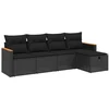 Image de vidaXL - 5-delige - Loungeset - met - kussens - poly - rattan - zwart