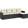 Image de vidaXL - 5-delige - Loungeset - met - kussens - poly - rattan - zwart