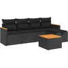 Image de vidaXL - 6-delige - Loungeset - met - kussens - poly - rattan - zwart