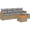 Image de vidaXL - 6-delige - Loungeset - met - kussens - poly - rattan - gemengd - beige