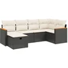 Image de vidaXL - 6-delige - Loungeset - met - kussens - poly - rattan - zwart