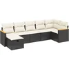 Image de vidaXL - 7-delige - Loungeset - met - kussens - poly - rattan - zwart