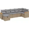 Image de vidaXL - 7-delige - Loungeset - met - kussens - poly - rattan - gemengd - beige