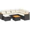 Image de vidaXL - 8-delige - Loungeset - met - kussens - poly - rattan - zwart