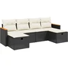 Image de vidaXL - 6-delige - Loungeset - met - kussens - poly - rattan - zwart