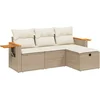 Image de vidaXL - 4-delige - Loungeset - met - kussens - poly - rattan - beige