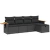 Image de vidaXL - 5-delige - Loungeset - met - kussens - poly - rattan - zwart