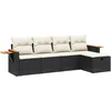 Image de vidaXL - 5-delige - Loungeset - met - kussens - poly - rattan - zwart