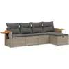Image de vidaXL - 5-delige - Loungeset - met - kussens - poly - rattan - grijs