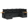 Image de vidaXL - 6-delige - Loungeset - met - kussens - poly - rattan - zwart