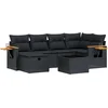 Image de vidaXL - 7-delige - Loungeset - met - kussens - poly - rattan - zwart