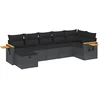 Image de vidaXL - 7-delige - Loungeset - met - kussens - poly - rattan - zwart