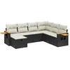 Image de vidaXL - 7-delige - Loungeset - met - kussens - poly - rattan - zwart