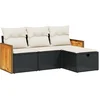 Image de vidaXL - 4-delige - Loungeset - met - kussens - poly - rattan - zwart