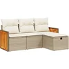 Image de vidaXL - 4-delige - Loungeset - met - kussens - poly - rattan - beige