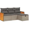 Image de vidaXL - 4-delige - Loungeset - met - kussens - poly - rattan - grijs