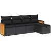 Image de vidaXL - 5-delige - Loungeset - met - kussens - poly - rattan - zwart