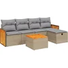 Image de vidaXL - 6-delige - Loungeset - met - kussens - poly - rattan - gemengd - beige