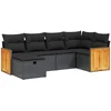 Image de vidaXL - 6-delige - Loungeset - met - kussens - poly - rattan - zwart