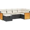 Image de vidaXL - 6-delige - Loungeset - met - kussens - poly - rattan - zwart