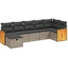 Image de vidaXL - 7-delige - Loungeset - met - kussens - poly - rattan - grijs