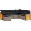 Image de vidaXL - 7-delige - Loungeset - met - kussens - poly - rattan - grijs