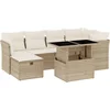 Image de vidaXL - 7-delige - Loungeset - met - kussens - poly - rattan - beige