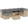 Image de vidaXL - 8-delige - Loungeset - met - kussens - poly - rattan - beige