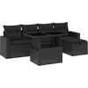 Image de vidaXL - 6-delige - Loungeset - met - kussens - poly - rattan - zwart