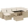 Image de vidaXL - 7-delige - Loungeset - met - kussens - poly - rattan - beige