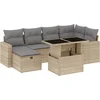 Image de vidaXL - 7-delige - Loungeset - met - kussens - poly - rattan - beige