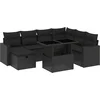 Image de vidaXL - 8-delige - Loungeset - met - kussens - poly - rattan - zwart