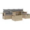 Image de vidaXL - 6-delige - Loungeset - met - kussens - poly - rattan - beige