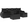 Image de vidaXL - 6-delige - Loungeset - met - kussens - poly - rattan - zwart