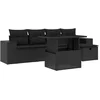 Image de vidaXL - 6-delige - Loungeset - met - kussens - poly - rattan - zwart