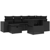 Image de vidaXL - 7-delige - Loungeset - met - kussens - poly - rattan - zwart