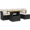 Image de vidaXL - 6-delige - Loungeset - met - kussens - poly - rattan - zwart