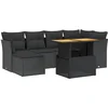 Image de vidaXL - 7-delige - Loungeset - met - kussens - poly - rattan - zwart
