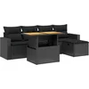 Image de vidaXL - 6-delige - Loungeset - met - kussens - poly - rattan - zwart