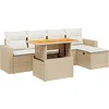 Image de vidaXL - 6-delige - Loungeset - met - kussens - poly - rattan - beige