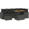 Image de vidaXL - 7-delige - Loungeset - met - kussens - poly - rattan - zwart
