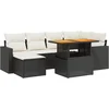 Image de vidaXL - 7-delige - Loungeset - met - kussens - poly - rattan - zwart