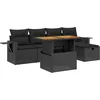 Image de vidaXL - 6-delige - Loungeset - met - kussens - poly - rattan - zwart