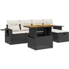 Image de vidaXL - 6-delige - Loungeset - met - kussens - poly - rattan - zwart