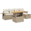Image de vidaXL - 6-delige - Loungeset - met - kussens - poly - rattan - beige