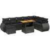 Image de vidaXL - 9-delige - Loungeset - met - kussens - poly - rattan - zwart