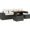 Image de vidaXL - 6-delige - Loungeset - met - kussens - poly - rattan - zwart