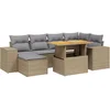 Image de vidaXL - 7-delige - Loungeset - met - kussens - poly - rattan - beige