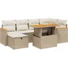 Image de vidaXL - 7-delige - Loungeset - met - kussens - poly - rattan - beige