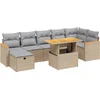 Image de vidaXL - 8-delige - Loungeset - met - kussens - poly - rattan - beige